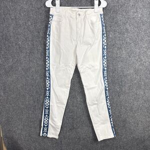 Boston Proper Jeans Womens Size 8 White  Denim Side Stripe Western Boho